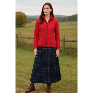 Chicos Design Jacket Womens M Red Silk Quilted Drawstring Zip Equestrian Vintage